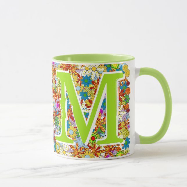 Modern Floral Pattern Bright Colours Mug (Right)