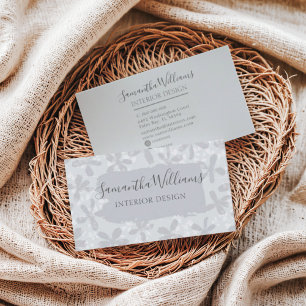 Modern Floral Pattern Chic Grey  Business Card
