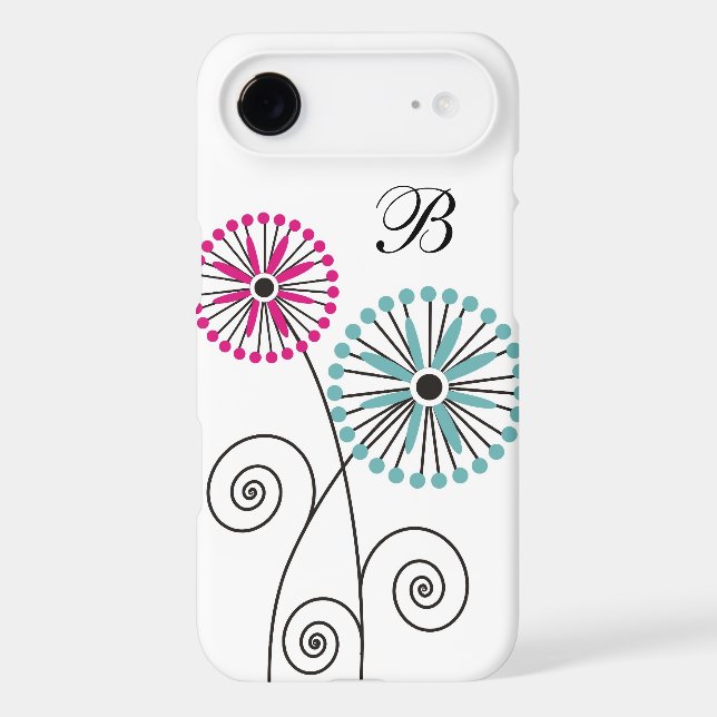 Modern Floral Pattern - Custom Monogram Case-Mate iPhone Case (Back)