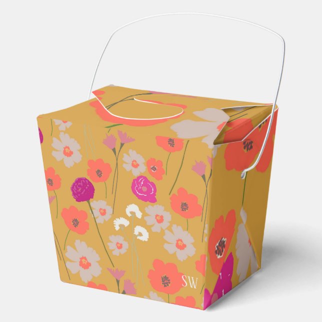 Modern Floral Pattern Gift For Her+Custom Initials Favor Box (Front)