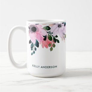 Modern Floral Pattern Girly Tropical Foliage Decal Coffee Mug