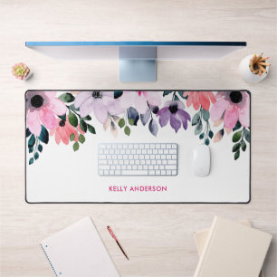 Modern Floral Pattern Girly Tropical Foliage Decal Desk Mat