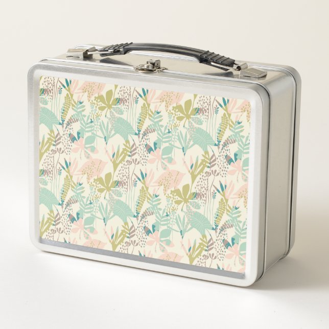 Modern Floral Pattern Metal Lunch Box (Front)