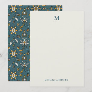 Modern Floral Pattern Monogram & Name Card