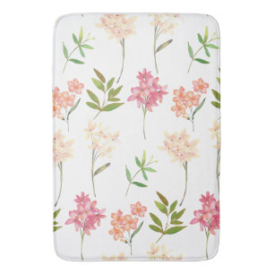 Modern Floral Pattern Trendy Botanical Bath Mat