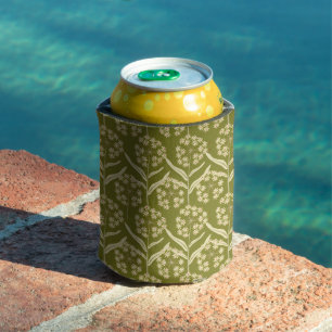 Modern Floral Pattern: White Umbel Flowers Can Cooler