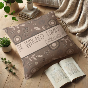 Modern Floral Personalized Brown Inspirivity Throw Pillow