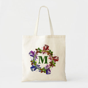 Modern Floral Personalized Monogram Tote Bag