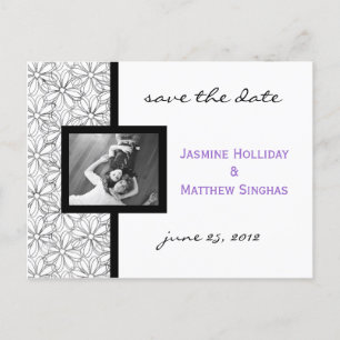 Modern Floral Photo Save The Date Announcement Postcard