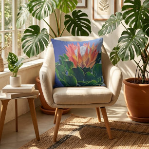 Modern Floral Pink King Protea Throw Pillow