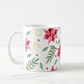 Modern Floral Poinsettia Watercolor  Coffee Mug