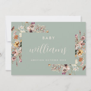 Modern Floral Pregnancy Announcement Card