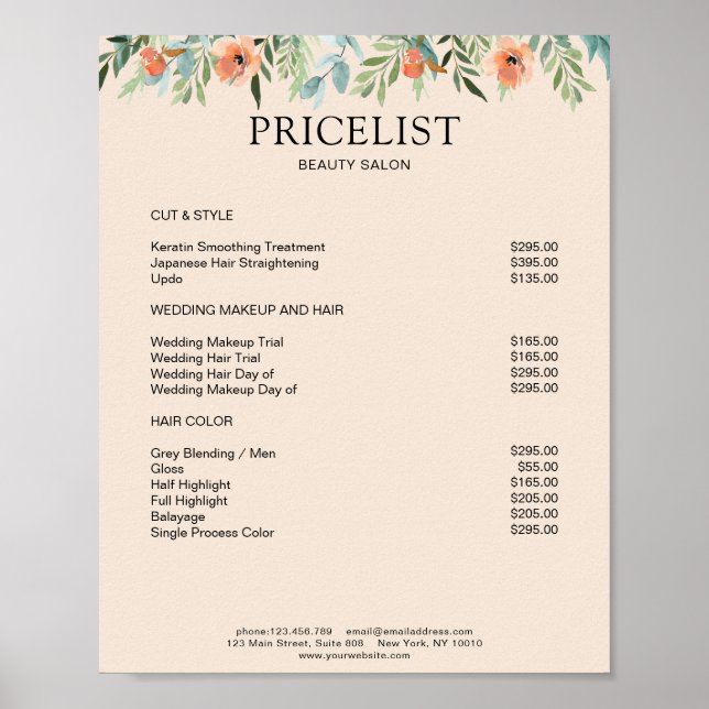 Modern Floral Preislisten  Poster (Front)