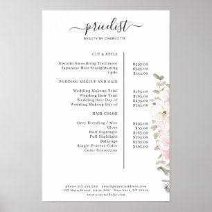 Modern Floral Price List Poster