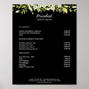 Modern Floral Price List Poster
