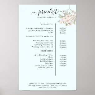 Modern, floral price list Poster