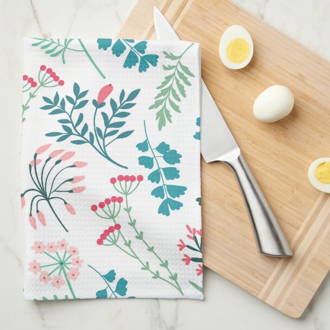 Modern Floral Print Kitchen Towel (Quarter Fold)