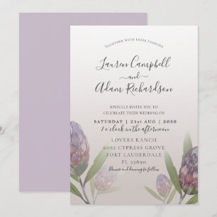 Modern Floral  Purple Floral Wedding Invitation