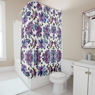 Modern Floral Purple Shower Curtain