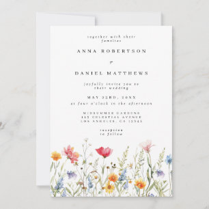 Modern Floral QR Code Wedding Invitation