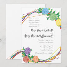 Modern Floral Rainbow Geometric Wedding