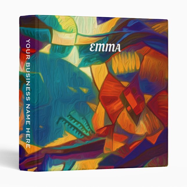 Modern Floral Red Blue Lines Abstract Art Painting Binder (Front/Spine)