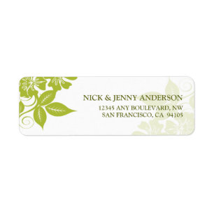 Modern Floral Return Address Label (lime/white)