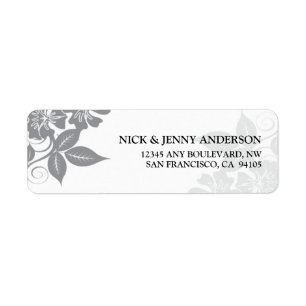 Modern Floral Return Address Label (silver/white)