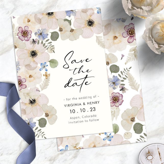 Modern Floral Save The Date (Modern Watercolor Boho Floral Save The Date by Painted Paperie
)
