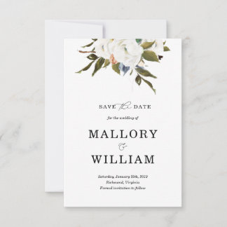 Modern Floral Save the Date Card