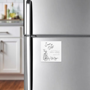 Modern Floral Save The Date Wedding Magnetic Invitation