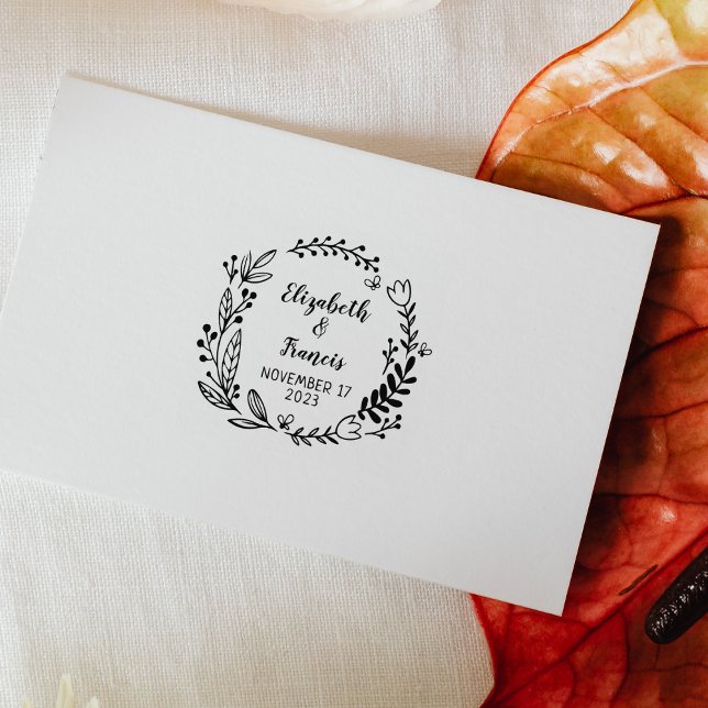 Modern Floral Save the Date Wedding   Rubber Stamp (Creator Uploaded)