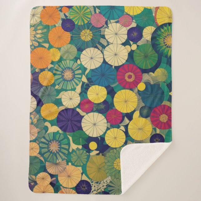 Modern Floral Sherpa Blanket (Front)