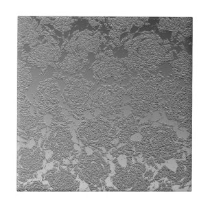 Modern Floral Silver Light Grey Pattern Tile