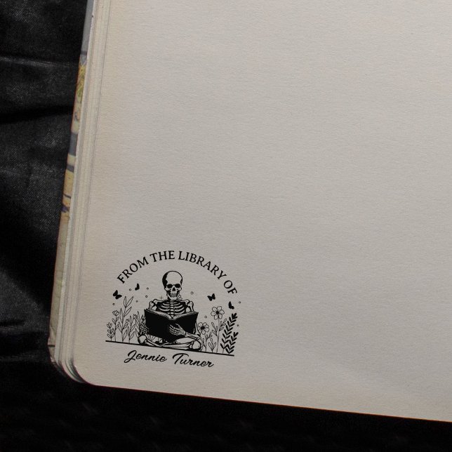 Modern Floral Skull Bookplate From the Library Of  Rubber Stamp (Creator Uploaded)