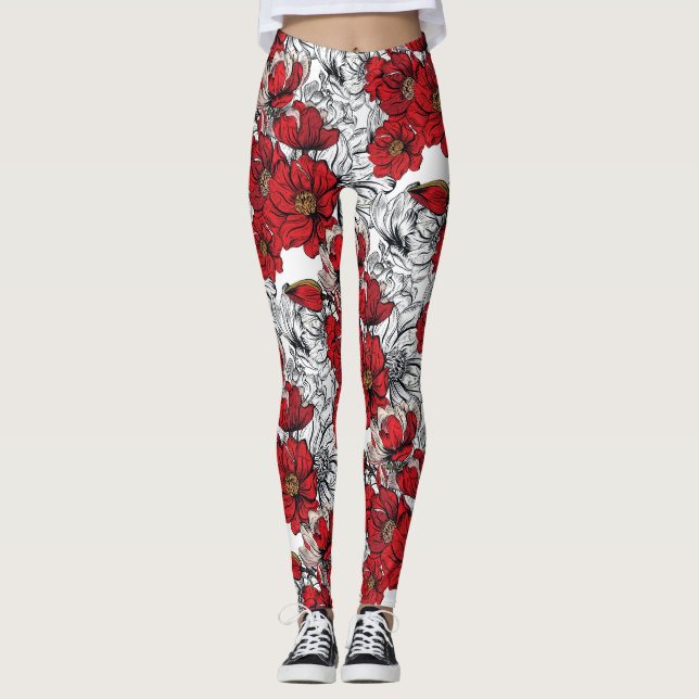 Modern Floral. Spring Flowers. Leggings (Front)