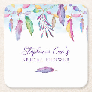 Modern Floral  Square Paper Coaster