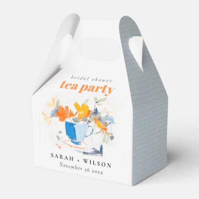 Modern Floral Tea Cup Bridal Shower Tea Party  Favor Box (Front Side)