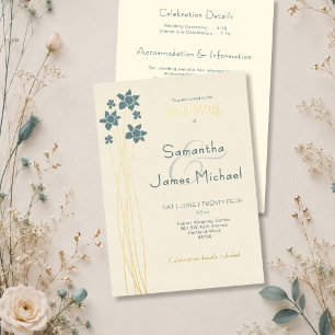 Modern Floral Teal Cream Wedding with Gold