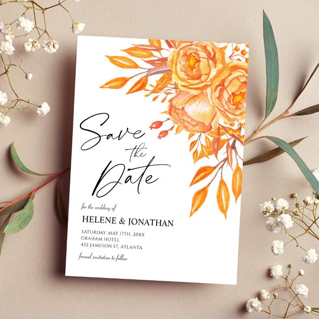 Modern Floral Terracotta Rustic Wedding Save The Date (Modern Floral Terracotta Rustic Wedding Save The Date)