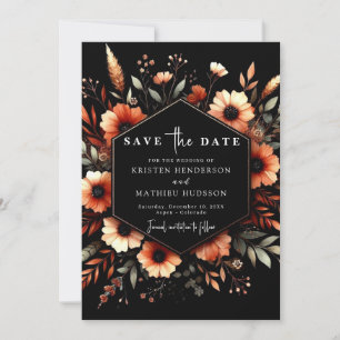 Modern Floral Terracotta Wedding Save The Date