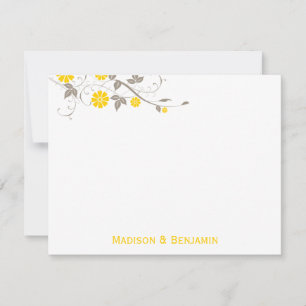 Modern Floral Thank You Note - Mustard Card