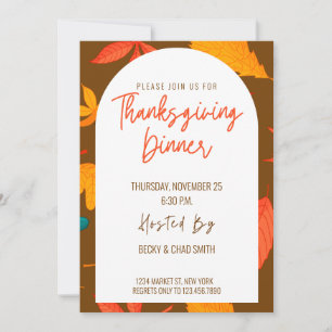 Modern Floral Thanksgiving Dinner Invitation