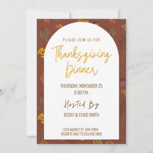 Modern Floral Thanksgiving Dinner Invitation