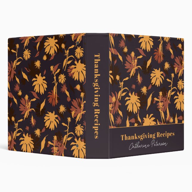 Modern Floral Thanksgiving Recipes Binder (Background)