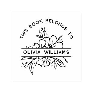 Modern Floral This Book Belongs To Custom Name Self-inking Stamp