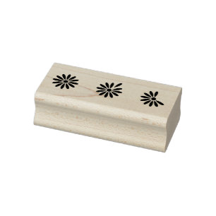 Modern Floral Three Daisies   Motif Rubber Stamp