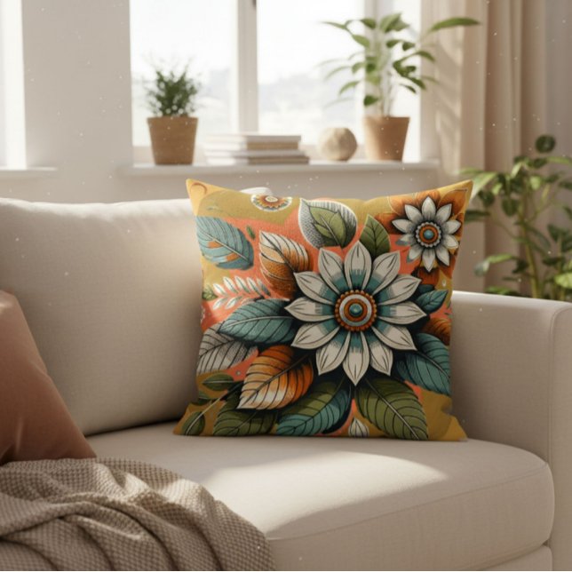 Modern Floral  Throw Pillow (Creator Uploaded)