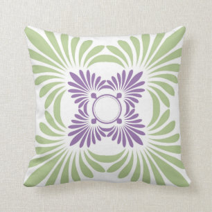 Modern Floral Throw Pillows:Purple Green Pillow