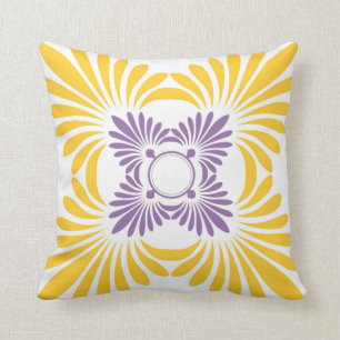 Modern Floral Throw Pillows:Purple Yellow Pillow